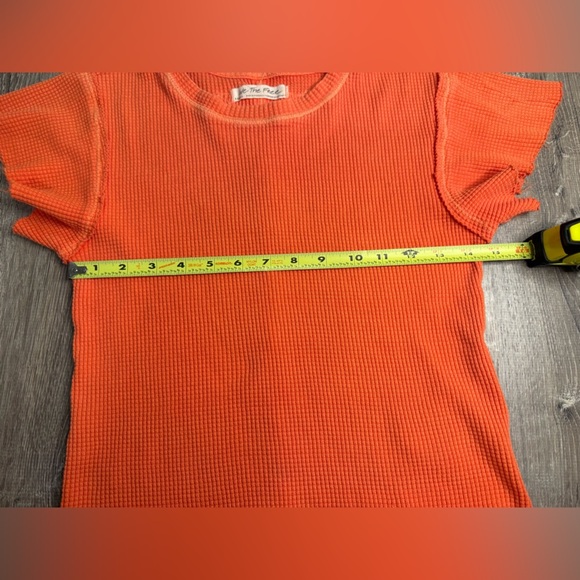 Free People We the Free What's Up Baby Waffle Tee T-Shirt XS Orange - Picture 7 of 9